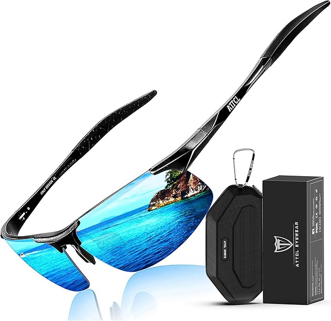 ATTCL Men's Sports Polarized Sunglasses Men for Driving running Fishing Golf - UV Protection Sun glasses Metal Frame