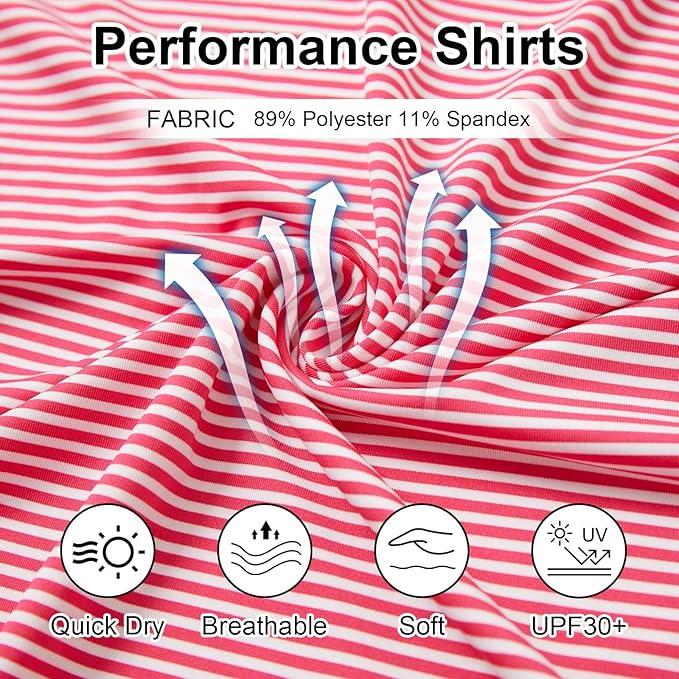 Men's Striped Performance Golf Polo Moisture-Wicking Sport Shirt