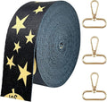 Printed Star Nylon Webbing 1 1/2 inch 6 Yards Heavy Duty Patterned Black Fabric Webbing Luggage Handle Jacquard Ribbon for Backpack Bags-Decorative Supplies-Clothing-Sewing-DIY Crafts & Projects