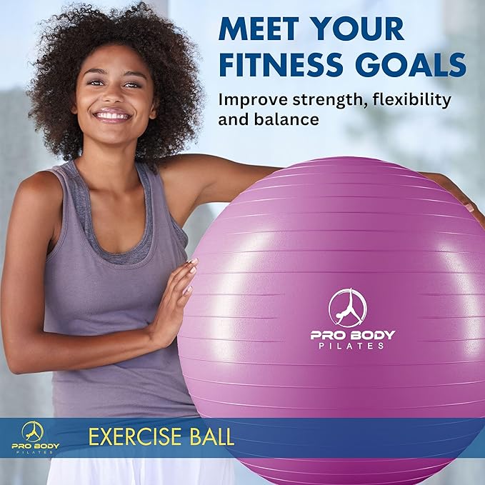 ProBody Pilates Exercise Ball - Multiple Sizes Gym Grade Balance Ball for Fitness, Yoga, Workout, Pregnancy & Physical Therapy