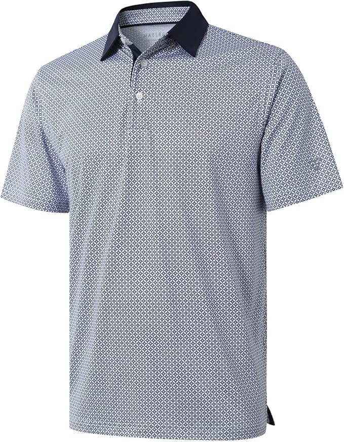 Men's striped performance polo shirt made of moisture-wicking quick-dry fabric