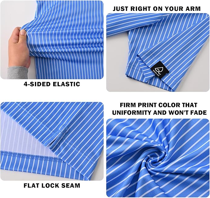 Men's Striped Dry-Fit Performance Golf Polo Shirt - Blue