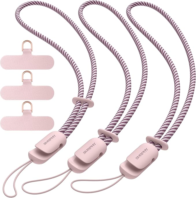 SURPHY 3 Pack Phone Wrist Strap with CellPhone Tether Tab, Cellphone Lanyard, Phone Strap with 2-Color Braided, Wrist Lanyard