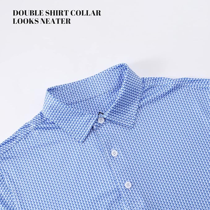 Men's Quick Dry Performance Polo Shirt - Athletic Print Golf Top