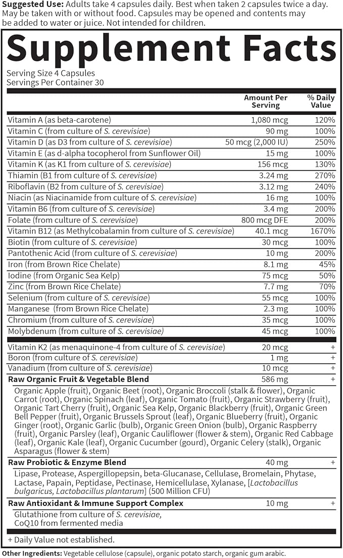 Garden of Life Multivitamin for Women, Vitamin Code Women's Multi - Whole Food Womens Multi Vitamins, Iron, Folate not Folic Acid, Vitamin A and Probiotics for Womens Energy, 120 Vegetarian Capsules