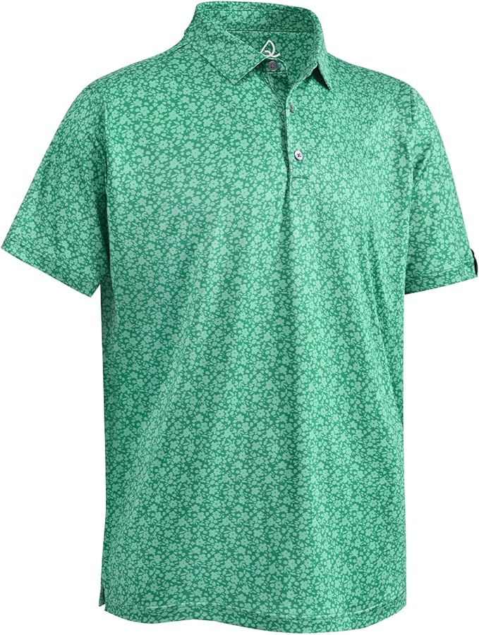 Men's Quick Dry Performance Polo Shirt - Athletic Print Golf Top