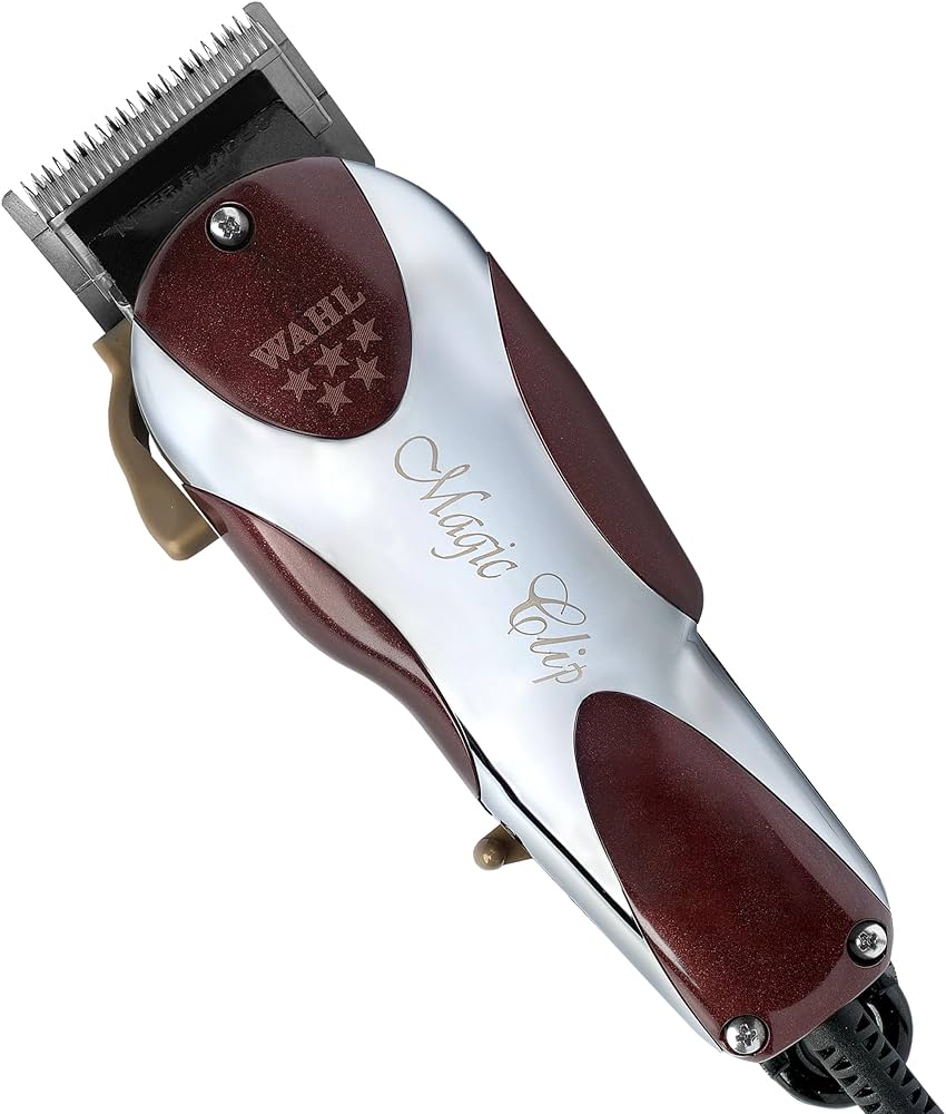 Professional 5 Star Magic Clipper in deep burgundy and metallic silver finish