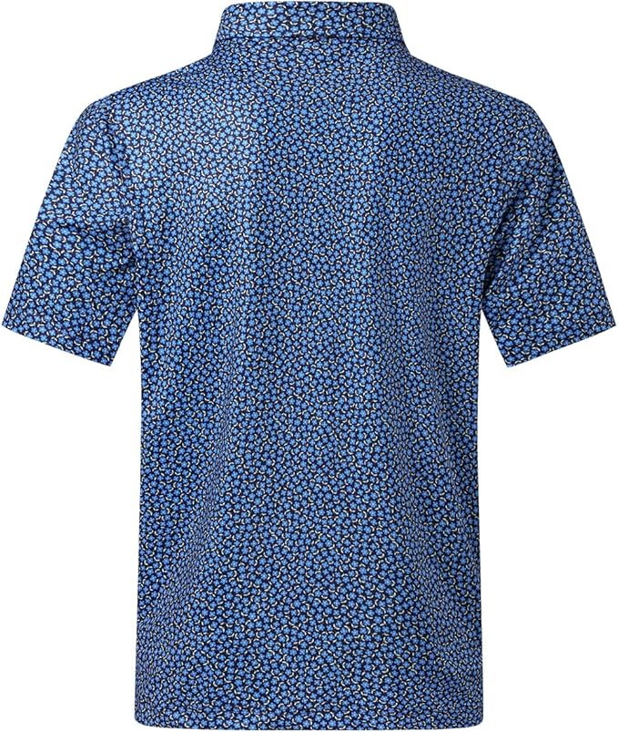 Mens Floral Golf Polo Shirt Short Sleeve Dry Fit Athletic Top