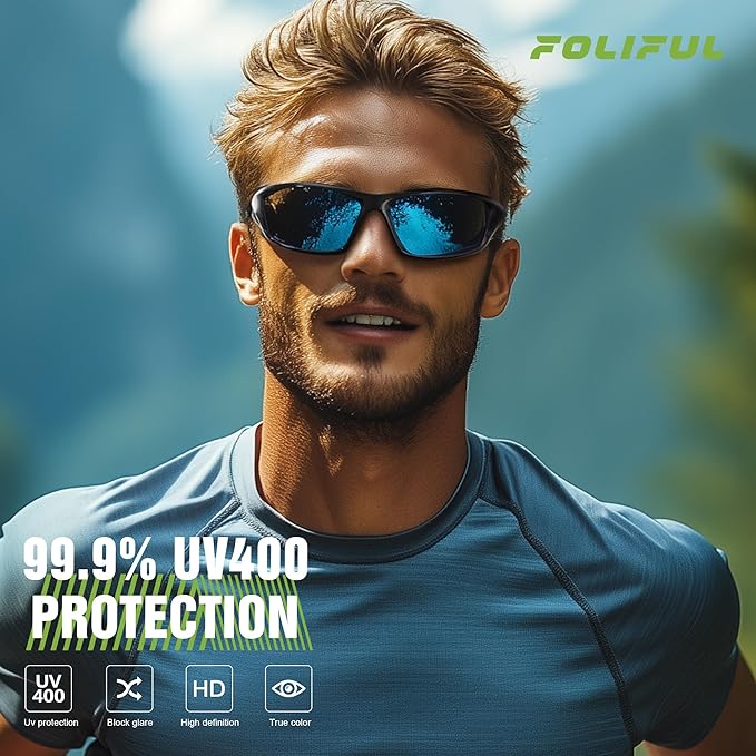 3 Pack Polarized Sports Sunglasses for Men, Mens Sunglasses Wrap Around UV400 Protection for Cycling Fishing Driving