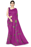 Women's Pink Vichitra Silk Floral Printed Saree with Matching Blouse