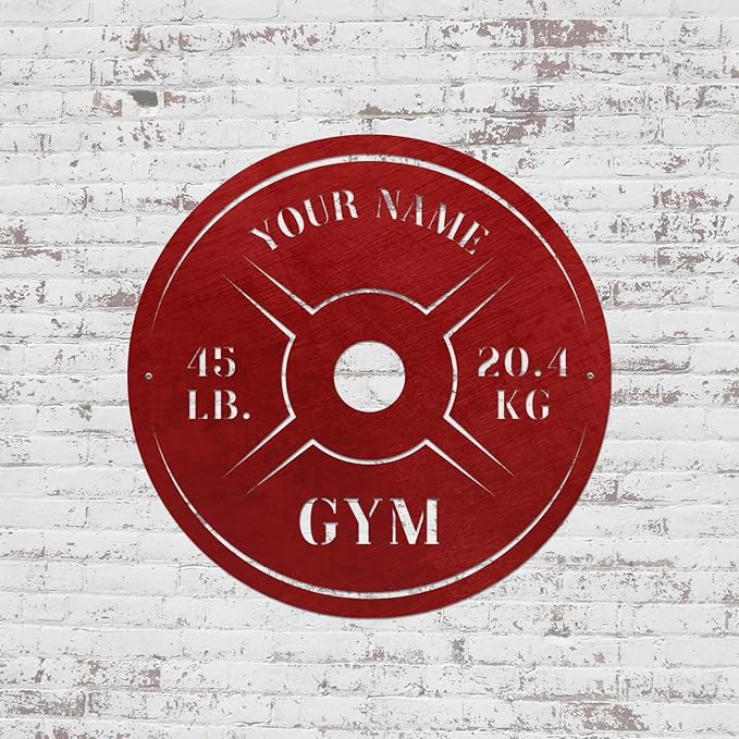 Personalized Home Gym LED Tin Metal Sign Multiple Sizes, Weight Lifting Exercise Workout Room Training Fitness Center Motivational Inspirational Quotes Decor Wall Art Hanging Accessories (09 w/o LED)