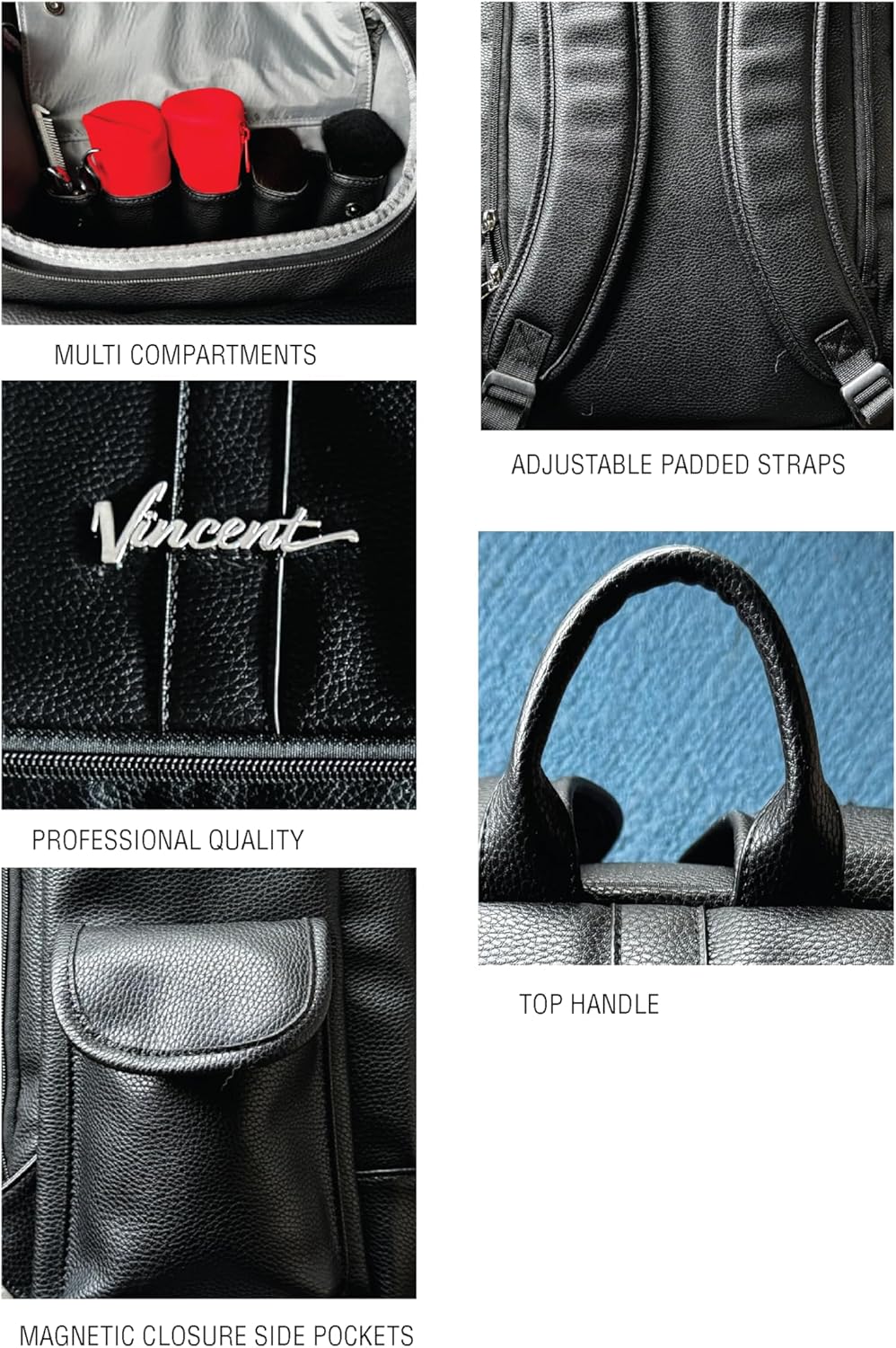 Vegan Leather Barber Backpack - Professional Travel Tool Bag