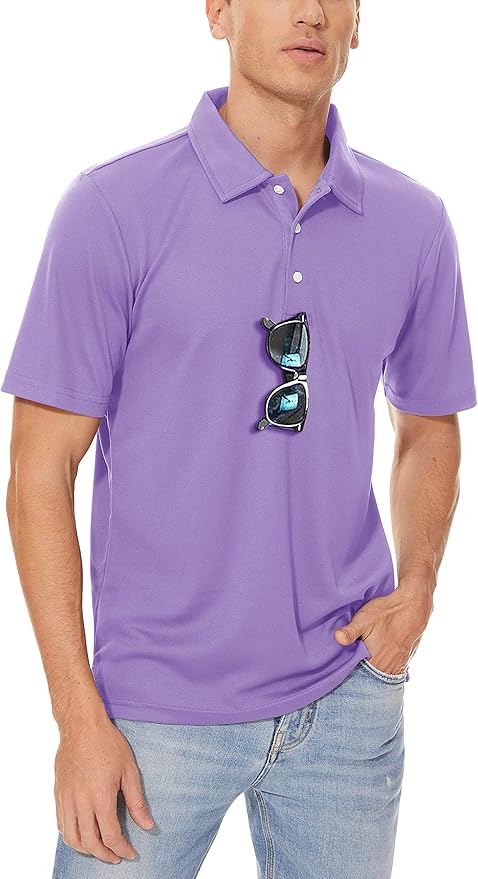 Men's Quick Dry Polo Shirt Moisture Wicking Performance Golf Shirt