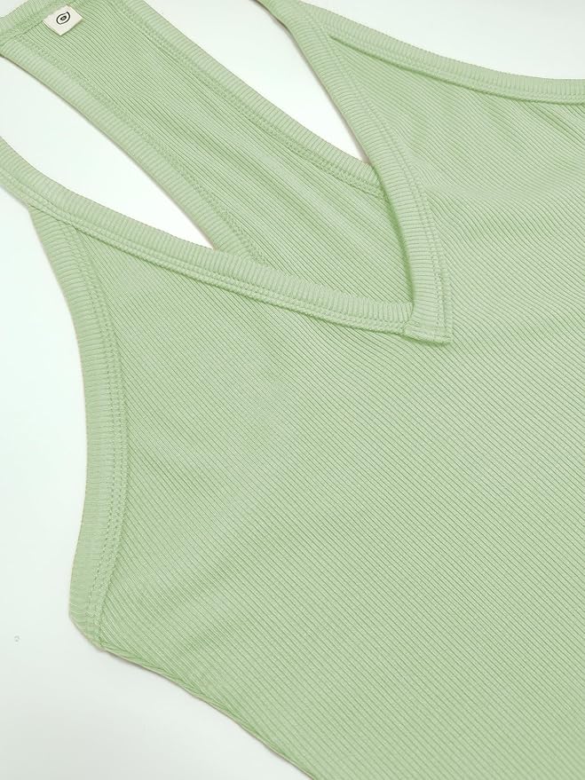 iGENJUN Workout Tops for Women Racerback Basic Tank Summer 2025 Camisole V Neck Slim Fit Ribbed Sleeveless
