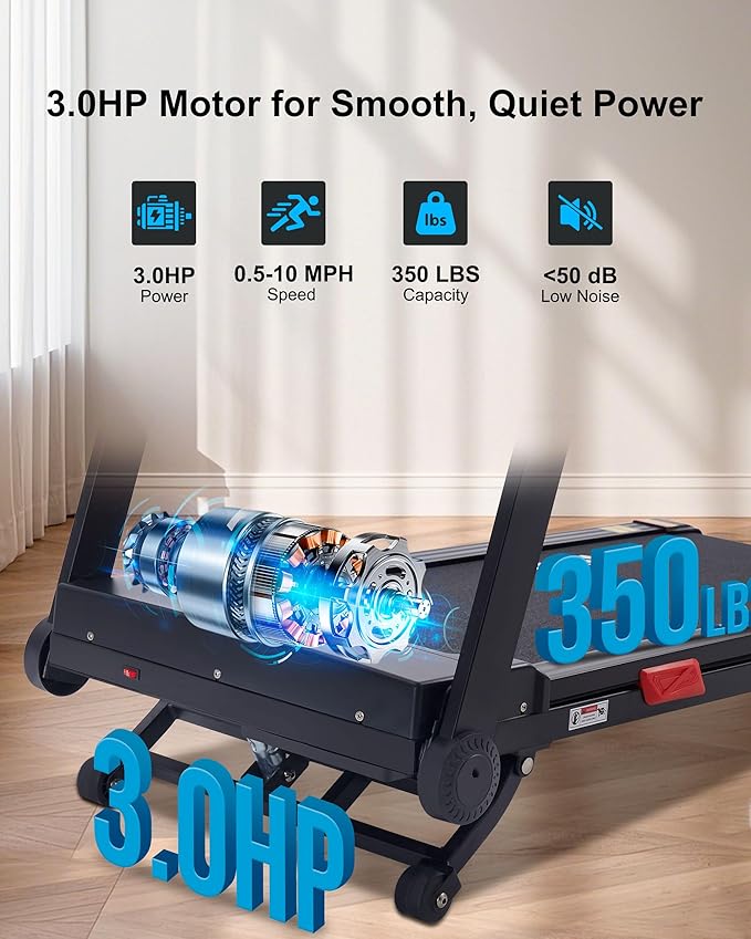 Professional Auto Incline Treadmill with 3.0HP Motor - Black/Red