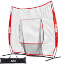 ZELUS Baseball Net 7 ft x7 ft, Softball Hitting & Pitching with Carry Bag, Ground Stakes, Portable Backstop & Bow Frame, Training Equipment for All Ages