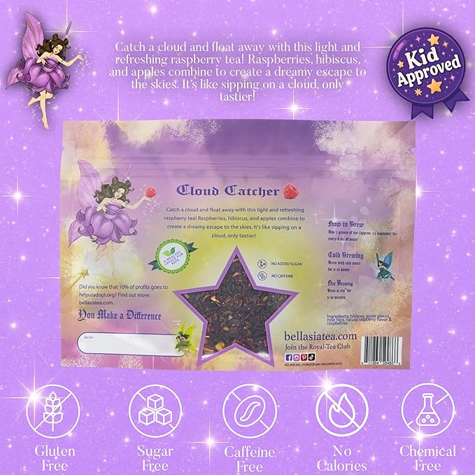 Bellasia Tea Could Catcher for Kids Using Real Fruit Pieces - Caffeine Free Herbal Tea Blend with Real Ingredients & Balanced Flavor- Add Loose Leaf Tea to Your Child’s Routine for A Fun & Tasty Drink. 20-25 Cups