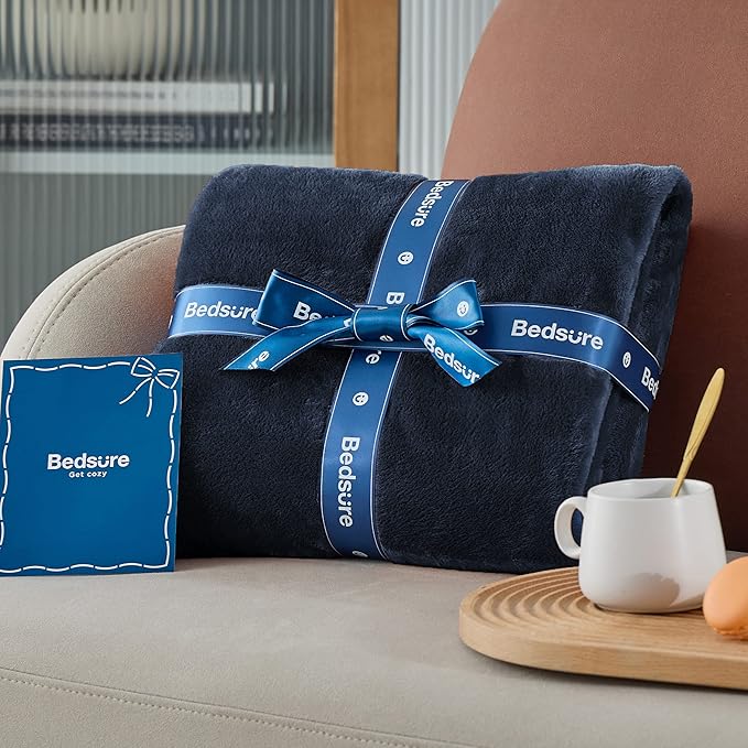 Bedsure Fleece Blanket Twin Size Navy Blue - 300GSM Lightweight Plush Fuzzy Cozy Soft Warm Blanket for Bed, Sofa, Couch, Travel, Camping, 60x80 inches