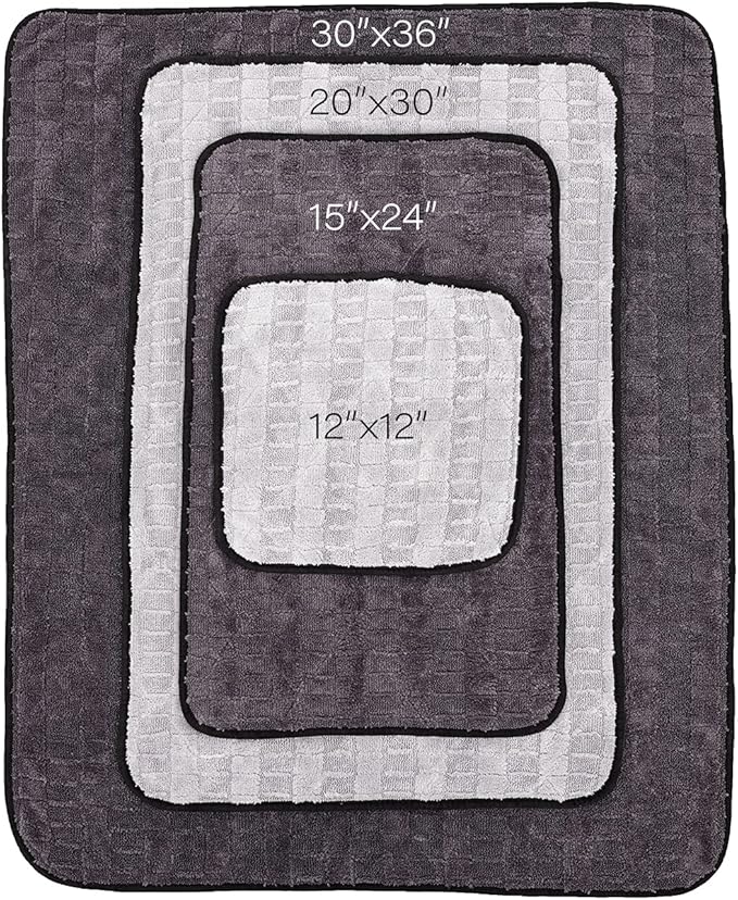 The Rag Company Gauntlet Car Drying Towel - 70/30 Korean Microfiber, Dries Faster Without Scratching, 900gsm, 20x30 inches, Ice Grey/Grey, Pack of 1