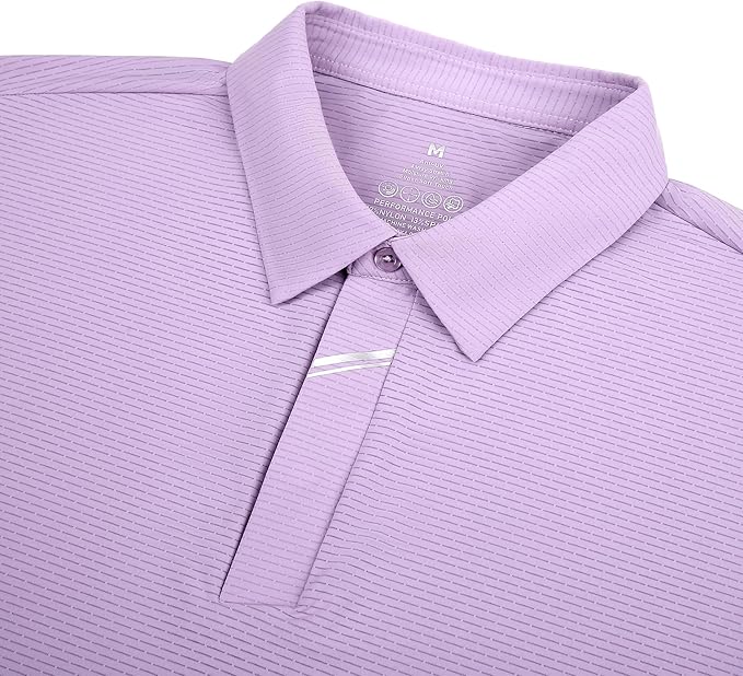 Men's Jacquard Golf Shirt - Moisture Wicking Dry Fit Active Polo