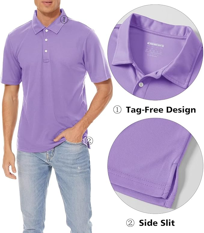 Men's Quick Dry 3-Button Polo Shirt for Golf and Casual Work
