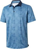 Men's short sleeve striped performance golf polo in moisture-wicking fabric