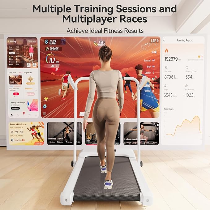3-in-1 Foldable Treadmill with Handlebar & APP Control - 7.5MPH