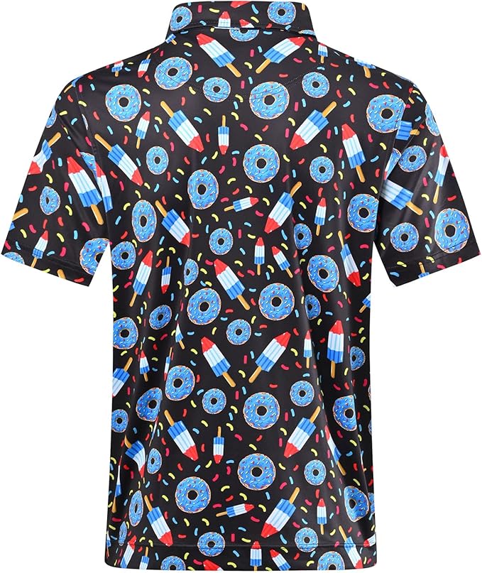Men's Quick Dry Performance Polo Shirt - Athletic Print Golf Top