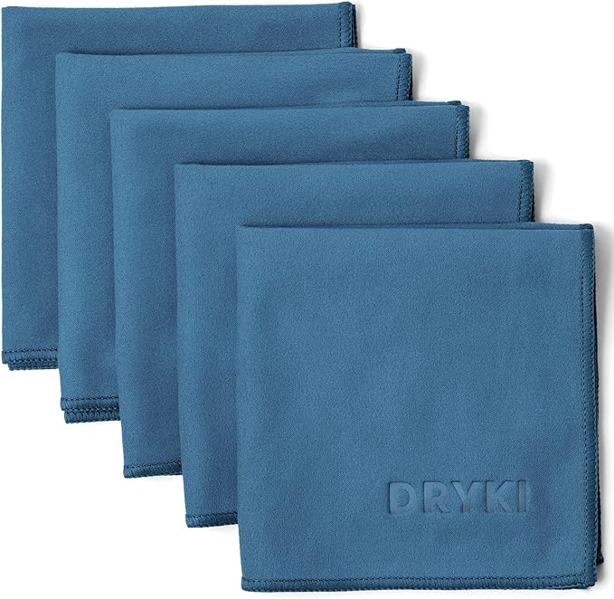 Pocket-Sized Sweat Towels - The Original Sweat Absorbing Handkerchiefs - Quick-Dry Microfiber Sweat Rags for Face, Hands, & Body - Men & Women - Gym, Sports, and Work (Blue: 5 Pack)