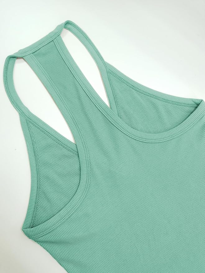 iGENJUN Workout Tops for Women Racerback Basic Tank Summer 2025 Camisole V Neck Slim Fit Ribbed Sleeveless