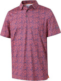 Men's striped short sleeve golf polo in performance fabric