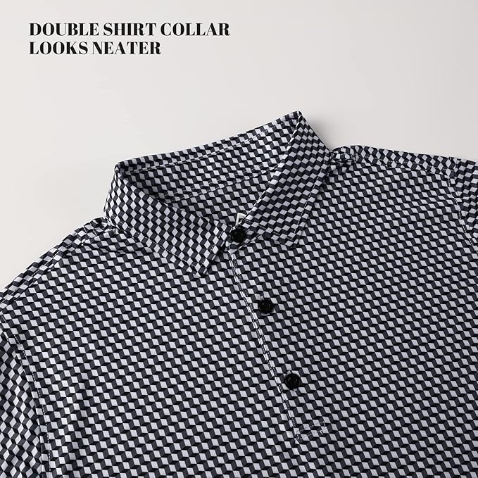 Men's Quick Dry Performance Polo Shirt - Athletic Print Golf Top