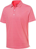 Men wearing a stylish printed short-sleeve performance golf polo shirt