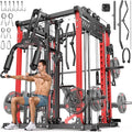 Smith Machine with Cable Crossover System, Multi-Function Power Cage Squat Rack for Home Gym, Power Rack and Packages Weight Sets.