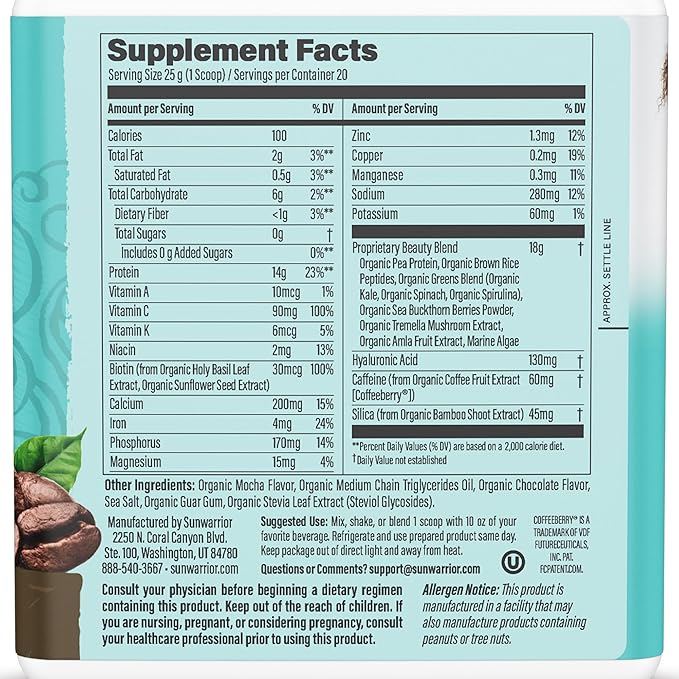 Vegan Collagen Protein Powder for Women Silica Plant Based Collagen Powder Coffee Flavor with Vegan Hair Skin and Nails Vitamins Non-GMO No Added Sugar Soy Dairy & Gluten Free (Coffee, 20 Servings)