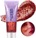 Go Ho Red Face Body Glitter,Singer Concerts Red Face Paint Glitter Makeup,Holographic Chunky Sequins Glitters for Eye Lip Hair Nails,Festival Rave Accessories,52g