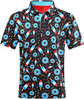 Men wearing a stylish printed short-sleeve performance golf polo shirt