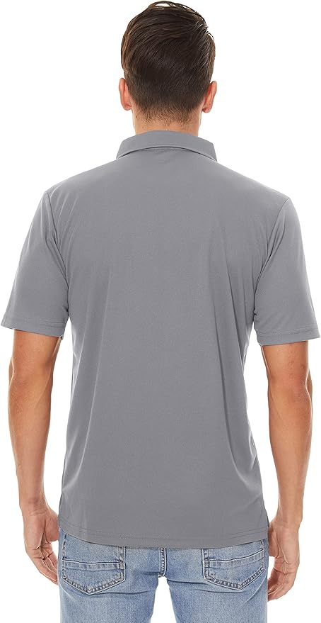 Men's Quick Dry Golf Polo Shirt 3 Button Performance Work Polo