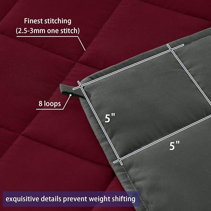 yescool Weighted Blanket for Adults (20 lbs, 88” x 104”, Red Grey) Cooling Heavy Blanket for Sleeping Perfect for 190-210 lbs, Queen Size Breathable Blanket with Premium Glass Bead, Machine Washable