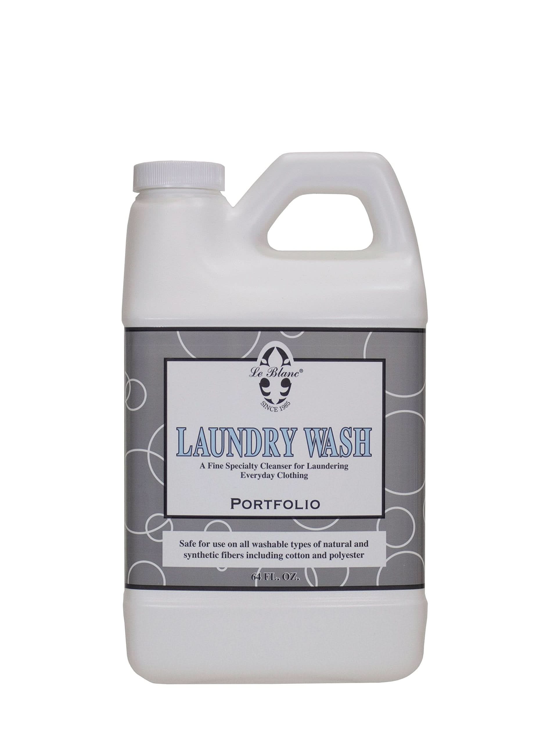 64 oz bottle of Portfolio Laundry Wash featuring elegant white and grey labeling