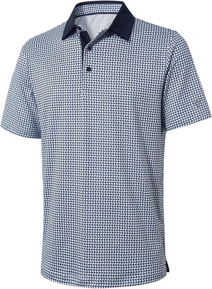 Men's Ironwave Fitness striped performance short sleeve golf polo shirt