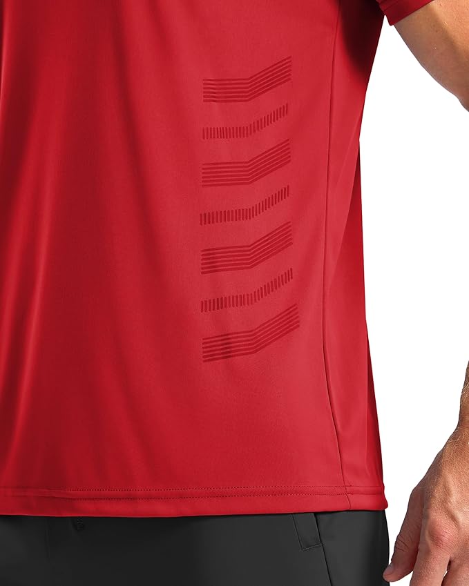 Men's Quick Dry Athletic Running T-Shirt in Vibrant Red Gym Top