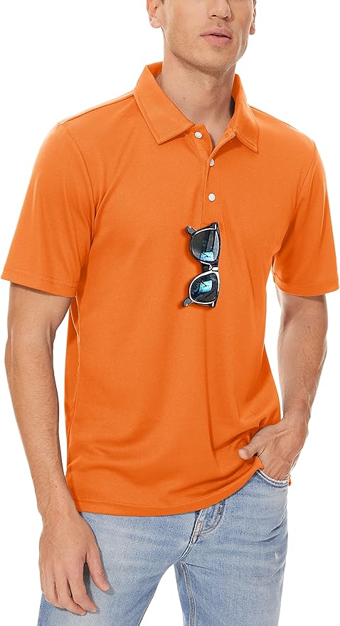 Men's Quick Dry Polo Shirt Moisture Wicking Performance Golf Shirt