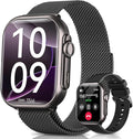 Smart Watch for Women for iPhone&Android: 100 Day+Battery Life, Smart Watch Bluetooth Call with 24/7 SpO2 Sleep Heart Rate Monitor, IP68 Waterproof,Fitness Tracker with 120+Sport,Reloj Black 2 Bands
