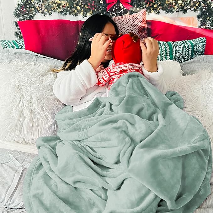 Bedsure Fleece Blanket Twin Size Sage Green - 300GSM Lightweight Plush Fuzzy Cozy Soft Warm Blanket for Bed, Sofa, Couch, Travel, Camping, 60x80 inches