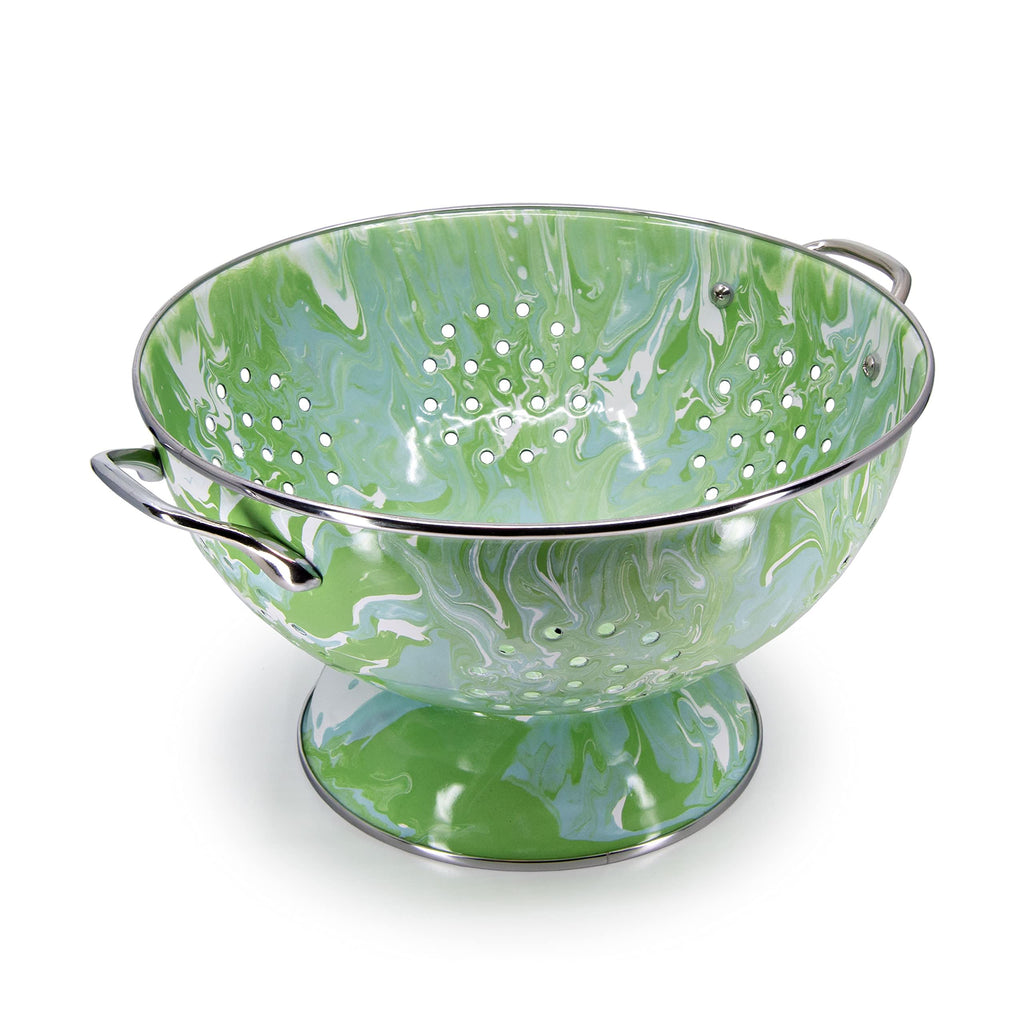 5 Quart Large Enamelware Colander with Stainless Steel Rim