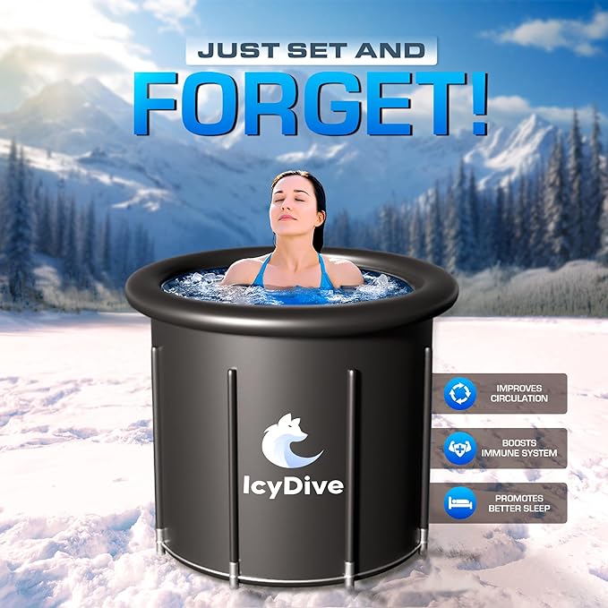 17-Piece XL Portable Ice Bath Tub for Adults -105 Gal 5-Layer Cold Plunge Tub with Water Chiller Included & Thermometer, Inflatable Ice Bath Tub w/ 400L Capacity, Athletes Indoor/Outdoor Recovery