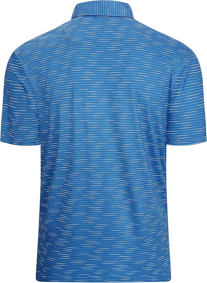 Men's Jacquard Striped Performance Polo - Moisture Wicking Golf Shirt