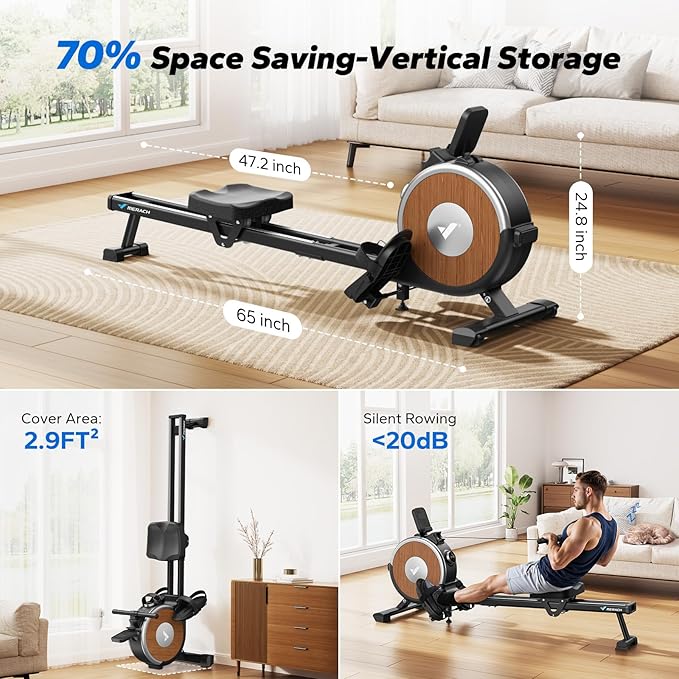 Magnetic Rowing Machine for Home - 16 Levels Quiet Resistance Rower