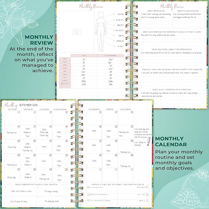 PLANBERRY Food Journal Premium – Nutrition Planner – Diet & Calorie Tracker – Meal & Exercise Diary – Weight Loss Journal (Summer Smoothie)